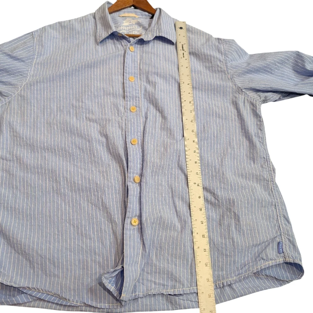 Tommy Bahama Shirt Mens XL Blue White Pinstripe Long Sleeve 100% Cotton - Picture 8 of 8